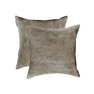 Natural Home Decor Torino Cowhide Pillow | 2-Piece | Grey | 18"x18"